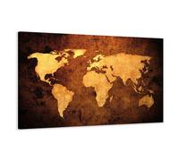 Visario 5162 Tableau sur Toile de Lin Motif Carte du Monde 120 x 80 cm