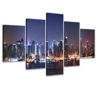 Visario 5505 Tableau sur Toile Motif Fleurs New York 5 pièces 160 cm