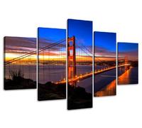 Visario 5512 Ensemble de 5 Tableaux San Francisco Golden Gate Bridge 160 cm