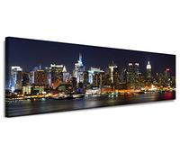 Visario 5715 New York sur Toile et Cadre en Bois véritable Marque Allemande Photo Mural, Bois, Coloré, 120 x 40.0 x 1 cm