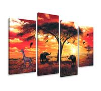 Visario 6165 Jeu de 4 Tableaux Motif Africain 130 x 80 cm