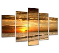 Visario 6302 Image sur Toile Plage 5 Tableaux sur Toile, 200 x 100 cm
