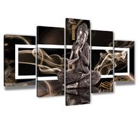 Visario 6306 Cadre sur Toile avec Image de Bouddha, 5 pièces, 200 x 100 cm