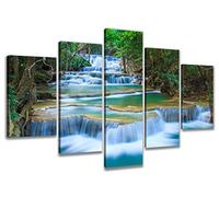 Visario 6308 - Cadre sur Toile avec Image de Cascade Naturelle, 5 Parties, Marque Originale, 200 x 100 cm