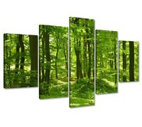 Visario 6411 Lot de 5 Panneaux décoratifs en Lin imprimés, Motif forêt, sur Cadre, 100 cm
