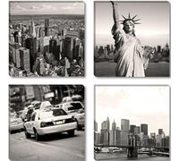 Visario Image sur Toile 6605 4x30 x 30 cm XXL New York USA Tableaux pour la Mur, encadrés, prêts à Poser, Tout Les Images sur châssis géant Bois véritable.