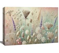 Visario Tableau en toile Image de Fleurs Sauvages Prairie de Plantes en Pastel N° 4040 80 x 60 cm Tableau en Toile Décoration Murale de Haute Qualité pour Salon Bureau Impression