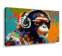 Visario 4042 Tableau sur toile Motif singe avec casque 80 x 60 cm