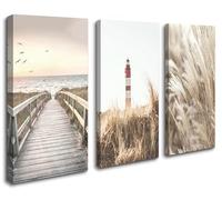 Visario Tableau sur toile encadré Phare 120 x 80 cm 4429
