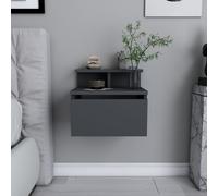 Visby table de chevet murale anthracite avec tiroir et étagère