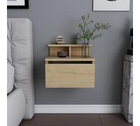 Visby table de chevet murale bois avec tiroir et étagère