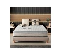 Visco-carbone à ressorts ensachés 160x200 cm - Epais 30 cm - Visco Thermorégulateur - Tissu Premium - Confort - Haute Qualité - Respirabilité