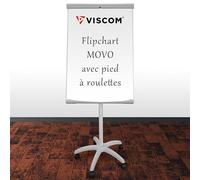 VISCOM® Chevalet de conférence avec pied à roulettes MOVO - Flipchart magnétique utilisable avec ou sans papier - Chevalet de présentation réglable en hauteur - Sans bras extensibles