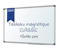 VISCOM® Tableau magnétique "Classic" au cadre en aluminium | Tableau blanc à la surface inscriptible effaçable | Tableau d'affichage à fixation murale - Matériel de fixation inclus - 75 x 110 cm