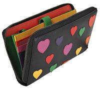 Visconti 'Passion' Grand Porte-Monnaie Fermeture Éclair Contour avec Coloré Cœurs RFID Protected - Noir/Multi Amour, Large