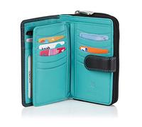VISCONTI Portefeuille Bifold Cuir Femme COLORADO Combination Leather Large Purse (CD-22): (Noir/Aquableu (Black/Aquablue))