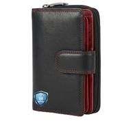 VISCONTI Portefeuille en 100% Cuir de Luxe pour Femme | Élégant Porte Monnaie Zippé | Blocage RFID | 16 Emplacements Cartes | Grande Capacité | Accessoire Indispensable - Rouge (CD22)