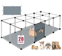 VISCOO Lot de 20 Panneaux de Parc Transparent pour Petits Animaux avec Tapis imperméable, clôture en Plastique, clôture de Cour pour cochons d'Inde, Lapins, furets, Hamsters, hérissons pour intérieur