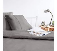 ViscoSoft - Housse de Couette 220x240 en Microfibre Qualité Supérieure, Touché Soyeux | Linge de lit 2 Personnes avec Fermeture Bouton | Parure de lit 220x240 Adulte + 2 taies d'oreiller, Gris Foncé