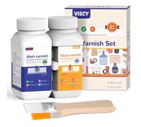 VISCY Vernis à l'argile 240 ml séchage à l'air libre, vernis argile autodurcissante, vernis à l'argile haute brillance, anti-rayures, imperméable, avec vernis mat de 120 ml et vernis brillant de.