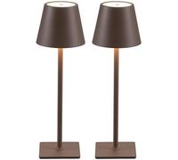 VISDANFO 2 Pièces Lampe de Table LED Sans Fil, Lampe de Chevet Rechargeable, à intensité variable, batterie 5000mAh, 2700-6000K, pour l'intérieur et l'extérieur, Etanche (Marron)