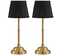 VISDANFO Lot de 2 lampes de table LED sans fil - Intensité variable - Vintage - Batterie - 4000 mAh - Convient pour l'intérieur, l'extérieur, le bar, le salon (abat-jour doré + noir)