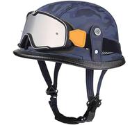 Visera Oculta Casco Moto Retro Homologado Dot/ECE, Casco Jet Con Hebilla De Liberación Rápida, Carcasa ABS, Forro Transpirable, Para Hombres Y Mujeres, Cruiser Scooter, Ciclomotor 8,XL