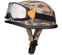 Visera Oculta Casco Moto Retro Homologado Dot/ECE, Casco Jet Con Hebilla De Liberación Rápida, Carcasa ABS, Forro Transpirable, Para Hombres Y Mujeres, Cruiser Scooter, Ciclomotor 12,M