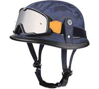 Visera Oculta Casco Moto Retro Homologado Dot/ECE, Casco Jet Con Hebilla De Liberación Rápida, Carcasa ABS, Forro Transpirable, Para Hombres Y Mujeres, Cruiser Scooter, Ciclomotor 11,L