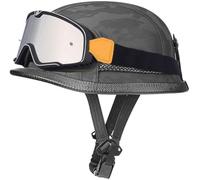 Visera Oculta Casco Moto Retro Homologado Dot/ECE, Casco Jet Con Hebilla De Liberación Rápida, Carcasa ABS, Forro Transpirable, Para Hombres Y Mujeres, Cruiser Scooter, Ciclomotor 10,M