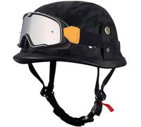 Visera Oculta Casco Moto Retro Homologado Dot/ECE, Casco Jet Con Hebilla De Liberación Rápida, Carcasa ABS, Forro Transpirable, Para Hombres Y Mujeres, Cruiser Scooter, Ciclomotor 13,XL