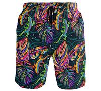 visesunny Short de plage pour homme imprimé floral coloré avec doublure en maille, Palmier gecko, Small