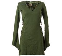 Vishes Vêtement Alternatif, Robe Elfe avec Capuche en Pointe et Rubans à Lacer - Vert - 44