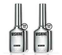 Vishine 16ml HEMA FREE Top Coat et Base Coat UV/LED, Vernis gel Semi Permanent DUO No Wipe Top Coat et Base Coat Vernis Semi-Permanent 2PCS