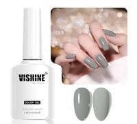 Vishine 16ml Vernis Gel Semi-Permanent Misty Gray Color Vernis à Ongles Gel Soak off LED Gel Polish Nail Art Designs Manicure Salon DIY at Home Couleur L385 Foggy Morning