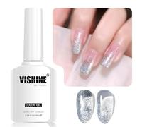 Vishine 16ml Vernis Gel Semi-Permanent Pailleté, Silver Sparkle UV Gel, Gel Brillant Effet Diamant Soak-Off Vernis à ongles pour Nail Art et DIY, Couleur L307 Celestial Silver Gleam