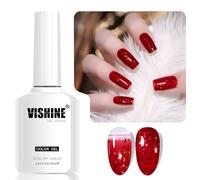 Vishine 16ml Vernis Gel Semi-Permanent Pailleté, Sparkling Christmas Red UV Gel, Brillant Effet Diamant Soak-Off Vernis à ongles pour Nail Art et DIY, Couleur L319 Sparklng Ruby