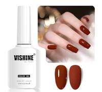 Vishine 16ml Vernis Gel Semi-Permanent Rust Brown Color Vernis à Ongles Gel Soak off LED Gel Polish Nail Art Designs Manicure Salon DIY at Home Couleur L381 Rust Ember