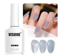 Vishine 16ml Vernis Gel Semi-Permanent Transparent, Vernis à Ongles Gel Cristal Jelly Couleur Translucide Soak-Off UV LED pour Nail Art Manucure Home DIY L305 Myrtille Pudding