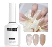 Vishine 16ml Vernis Gel Semi-Permanent Transparent, Vernis à Ongles Gel Cristal Jelly Couleur Translucide Soak-Off UV LED pour Nail Art Manucure Home DIY L273 Thé au Lait à la Cannelle