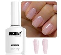 Vishine 16ml Vernis Semi-Permanent Transparent Rose Nu Pailleté, Gel Jelly Milky Vernis à Ongles Soak-Off UV LED Nude Pour Studio de Manucure DIY Home