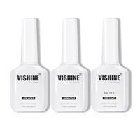 Vishine 3 * 16ml No Wipe Top Coat Base Coat et Matte Top Coat Kit de Vernis Semi Permanent, Soak Off UV LED Vernis Gel UV Semi Permanent Longue durée pour Nail Art Manicure