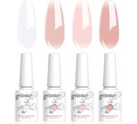 Vishine 4 Couleurs Vernis Gel Semi-Permanent Transparent Milky White Pink Vernis à ongles Naturelle Rose Blanc Laiteux Transparent Gelée de Cristal Soak Off UV LED 8ml