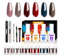 Vishine Dip Powder Poudre Kit, Poudre de Trempage Dip Powder Set 6 Couleur en 18g/Pot, avec 4 Flacons Liquides Acryliques pour Ongles kit #03