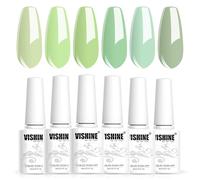 Vishine Ensemble de Vernis à Ongles Gel Vert 6 Couleurs, Tons de Vert Sauge, Citron, Olive, Gris Clair, Olive Foncé, Vernis Gel Nuances Matcha Avocat Salon Maison pour Design d'Art 8ml