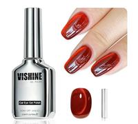 Vishine Glassy Vernis Gel Effet Cat Eye, 16ml Red Pailleté Holographic Cat Eye Vernis à Ongles Gel avec Magnet, Reflective Translucent Ruby Red #418