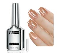 Vishine Ice Glass Cat Eye Gel Polish,16ml Vernis Gel Magnétique Œil de Chat Holographic Glitter Shimmer Translucent Sheer Color Magnet Salon Soak Off Nail Art (Champagne Pearl #410)