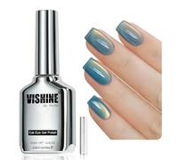 Vishine Ice Glass Vernis Gel Magnétique Œil de Chat, 16ml Cat Eye Gel Polish Holographic Glitter Shimmer Translucent Sheer Color Magnet Salon Nail Art (Blue Glow #407)