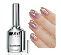 Vishine Ice Glass Vernis Gel Magnétique Œil de Chat, 16ml Cat Eye Gel Polish Holographic Glitter Shimmer Translucent Sheer Color Magnet Salon Nail Art (Rose Gold Shimmer #406)