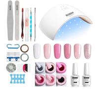 Vishine Kit Complet 36W Lampe UV LED Séchoirs à ongles, 6 Vernis Semi Permanent Vernis Gels, Top Base Coat, Manucure Outils